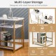 Compact faux marble nesting tables with gold steel frames, featuring two tabletops and an open shelf for versatile.